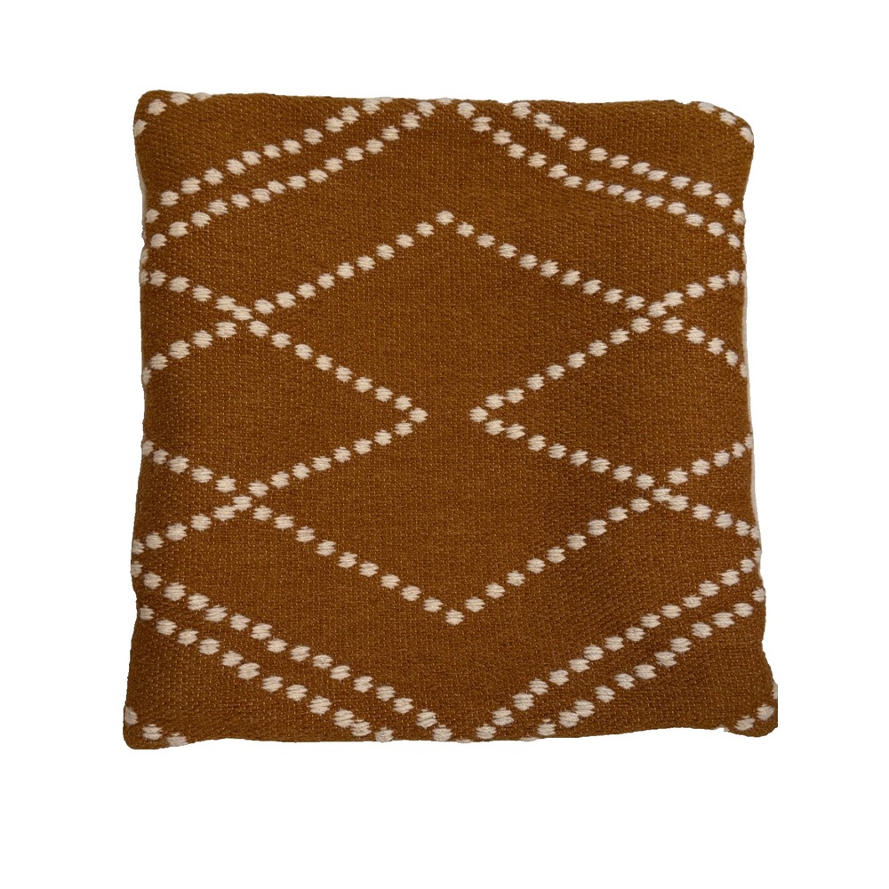 Crate and Barrel Pillow Cover Wool Blend Amber Byzan Diamond Print Large